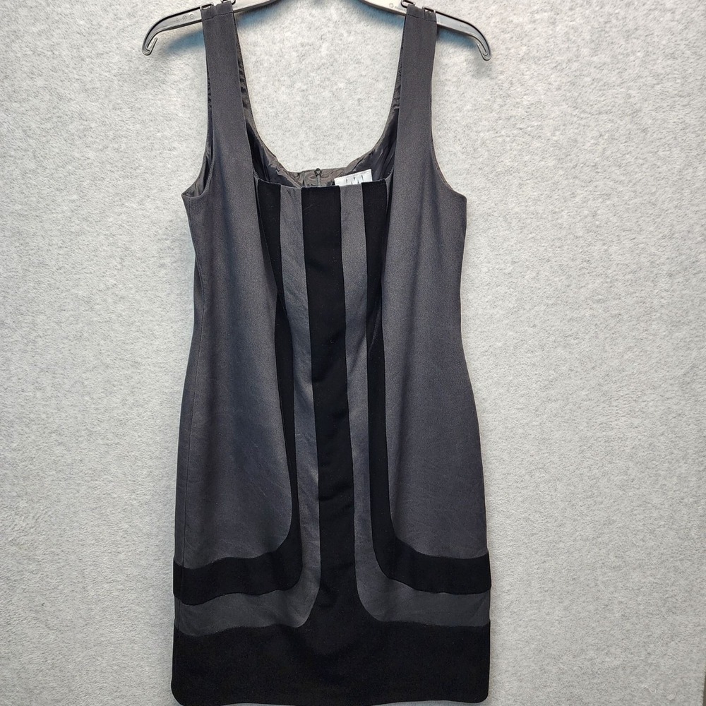 David Meister Silk Velvet Dress Womens 12 Black Sleeveless Sheath Cocktail